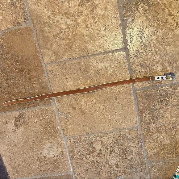 Vintage White Leather Beaded Style Western Boho Silver Buckle Belt 34.5 Inch - Picture 6 of 8